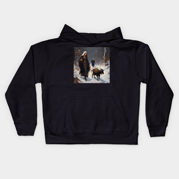 Yule Goat Kids Hoodie by Myriad Mythos